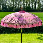 Pink And Gold Bali Sun Parasol 2m Handmade Traditional Balinese Garden Umbrella