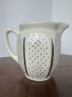Ceramic Modern Farmhouse Pitcher Cream and Silver Textured dots and lines 5"