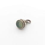 Antique Silver Tone Wax Seal Fob Scottish Thistle Victorian Green Stone