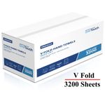 V Fold Paper Hand Towels 2ply White Interfold Extra Soft Multi Fold 3200 Sheets
