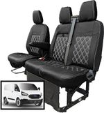 Fits FORD TRANSIT CUSTOM SEAT COVERS TAILORED LEATHER  (2013 to 2023) HEAVY DUTY