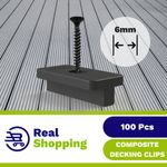 100 pcs Composite Decking Clips T-Clips Hidden Fixings with Black Screws 6mm