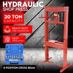 20 Ton H-Frame Workshop Garage Hydraulic Shop Press & 10 Wheel Bearing Seal Tool