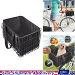 Metal Rear Bicycle Bike Basket With Removable Liner Bag Reflective Sheet Outdoor