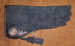 Owl & Raptor Right Handed Glove 3 Layer, Suede Leather 16" Long, Charcoal Black