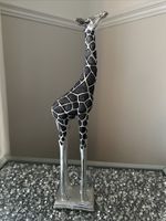 Beautiful Silver & Black Giraffe Ornament In Great Condition 39cm Tall