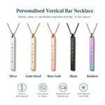 Personalised Bar Necklace Pendant Engraved 3D 4 Sided Column Family Names Gift