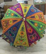 Indian Garden Parasol Embroidered Flower 72" Outdoor Sun Shade Patio Umbrella