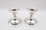 Antique Sterling Silver Pair of Dwarf Candlesticks Hallmarked Birmingham 1909