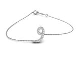 18K White Gold Lab Grown Diamond Arabic Alphabet Bracelet 0.07ct