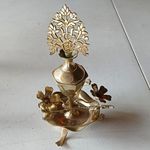 Brass Chamberstick Candlestick Candle Holder with Floral Decoration