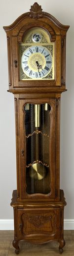 Grandfather Clock Vintage French Louis Style Oak Decorative Clock LOT 4983