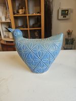 VINTAGE BLUE ABSTRACT DOVE CERAMIC MID CENTURY SIGNED CHS 