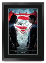 Batman v Superman: Dawn of Justice Movie Poster Signed Printed Autograph A3 Fram