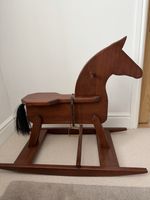 Wooden Rocking Horse MCM Mid century modern With Leather Brass Stirrups Children