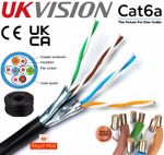 External SHIELDED CAT6A Outdoor Burial Use COPPER Ethernet Cable FTP Reel Lot UK