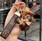 Designer Keychain Luxury Bear Brown Gold Keys Fob Holder handbag present keyring