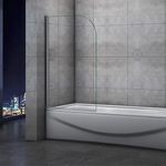 Aica 800x1400mm 180° Pivot Chrome Bath Shower Screen Door Panel Safety Glass