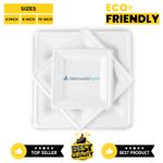 Super Rigid Square Strong Bagasse Disposable Party Paper Plates 25,50,100