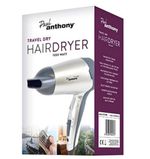 Paul Anthony Travel Dry 1200W Travel Hair Dryer Folding Handle Silver/Grey