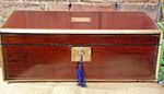 Brass edged Rosewood Writing Slope with 2 locks and keys and 3 secret drawers