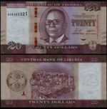 LIBERIA 20 DOLLARS (P NEW) 2024 UNC