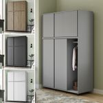 6 Sliding Doors Wardrobe Bedroom Storage Closet Clothes Hanging Rail Cupboard