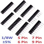1/8W 5/6/7/9 Pin Network Array Resistor ±5% Range 100Ω 1KΩ 4K7 10KΩ to 100KΩ