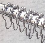 12Pcs Chrome Plated Ball Bead Easy Glide Shower Metal Curtain Rings Hooks