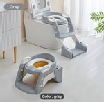 Toddler Potty Training Seat with Steps & Handles Soft Cushion Non-Slip Foldable