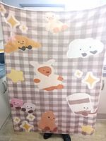 Fleece Blanket Grey Checked Bear & Rabbit Stars Single 150x200cm