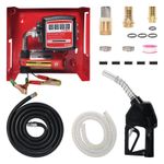 12V Wall Mounted Diesel Transfer Fuel Pump Kit - With Automatic Nozzle