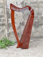 Rosewood 19 Strings Irish Lever Lyre Harp with Carry Bag, Tunning Key And String