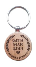 Wooden Laser Engraved Personalised Gift Key fob Keychain