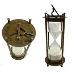 Vintage Hourglass Nautical Maritime Decorative Brass Sand Timer 6" with Sundial
