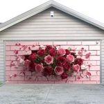 Rose Flower Garage Door Banner Pink Brick Floral Garage Banner Cover Backdrop XS