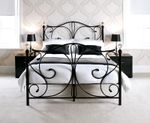 Luxury Bed Frame 4ft6 Double - Metal Bed with Crystal Finials - Black or White
