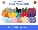 Tissue Paper Sheets 18GMS Luxury Acid Free - 10 Large  50x75cms - Select Colours
