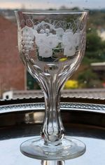 Excellent Quality Victorian  Hollow Stem Champagne Glass Grape + Vine Engraved