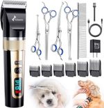 Dog Clippers & Professional Grooming Scissors 6-in1 Rechargeable Cordless New