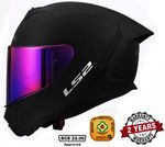 LS2 FF820 RAPID FULL FACE  MOTORBIKE CRASH HELMET MATT BLACK  WITH PURPLE VISOR
