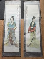 Antique (1905) Pair Of Chinese Watercolour Hand Paintings Signed By Han Zhang