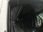 Mercedes Sprinter Van Cab Curtains in black.