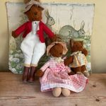 Vintage Fox Family  of 3 Father In Hunting Outfit