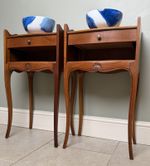 Pair French Carved single Drawer Cherrywood Bedside Drawers Table Units