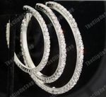 CLIP ON diamante AUSTRIAN CRYSTAL glass rhinestone BIG HOOP EARRINGS non-pierced