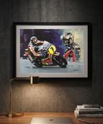 Barry Sheene MotoGP A3 print from painting by Greg Tillett poster Wall art