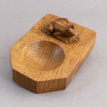 OAK Hand Carved FROG PIN TRAY Dish - Vintage Mouseman Interest - WOOD/WOODEN