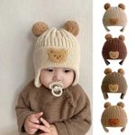Baby wool hat cute bear ear protection hat children winter thickened warm