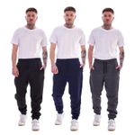 Mens 2 Pack Cuffed Leg Fleeced Gym Joggers Lounge Pants Zip Pockets Regular Fit